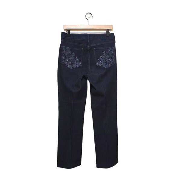 NYDJ Marilyn Straight Leg Denim Embroidered Pocket Trousers in Rinse Sz 8 - Picture 4 of 12